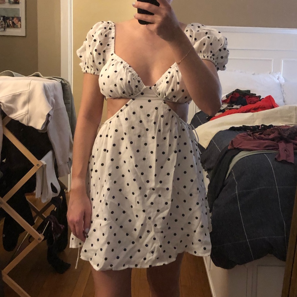 White and Black Polka Dot Dress